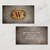 Carte De Visite Cuir Brown foncé | Monogramme (Devant / Derrière)