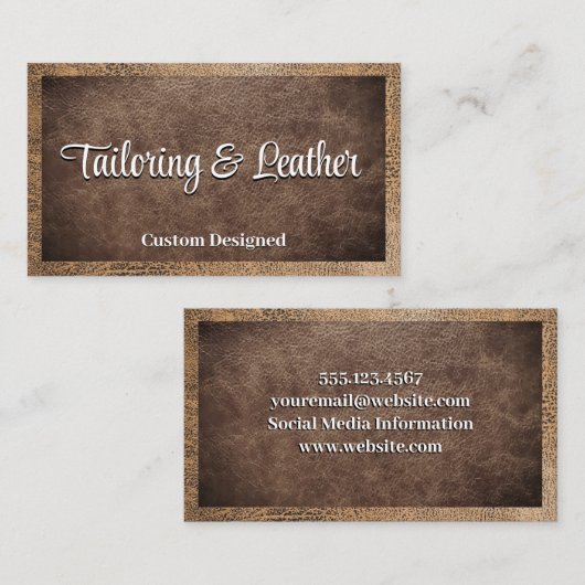 Carte De Visite Cuir Brown usé (Devant / Derrière)