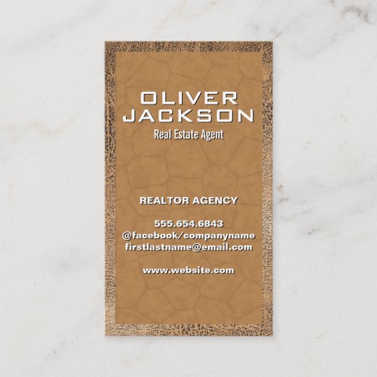 Carte De Visite Cuir Brown usé (Devant)