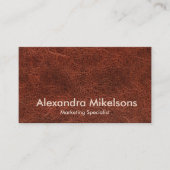Carte De Visite Cuir Brun Classique Professionnel (Devant)