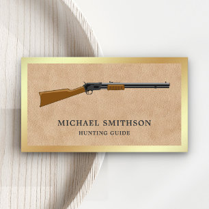 Carte De Visite Cuir Brun Fusil Carabine Boutique d'Armes Armurier