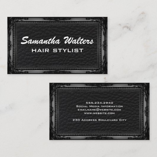 Carte De Visite Cuir de luxe | Cadre antique (Devant / Derrière)