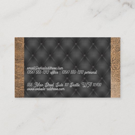 Carte De Visite Cuir de texture Brown | Noir (Dos)