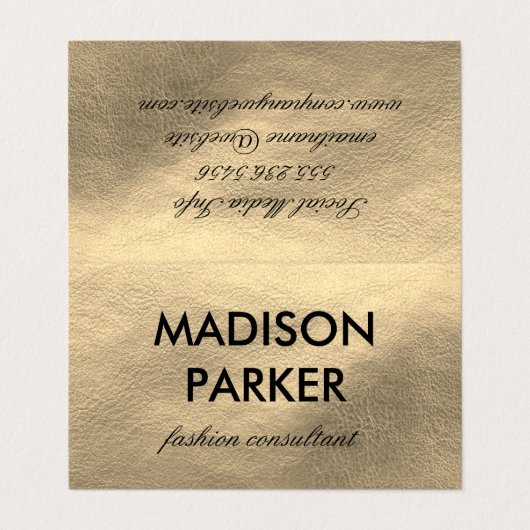 Carte De Visite Cuir en or Faux (Extérieur déplié)