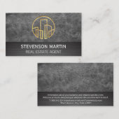 Carte De Visite Cuir et métal | Bâtiments Embossés En Or (Devant / Derrière)