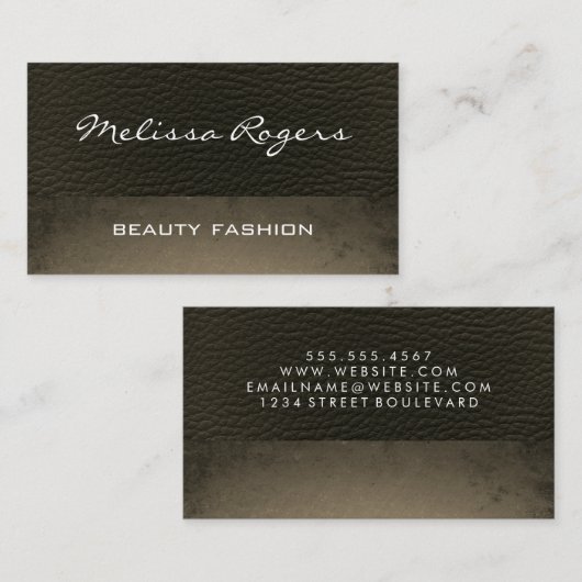 Carte De Visite Cuir Faux moderne avec texture chic (Devant / Derrière)