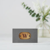 Carte De Visite Cuir gris | Monogramme Brown (Debout devant)