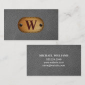 Carte De Visite Cuir gris | Monogramme Brown (Devant / Derrière)