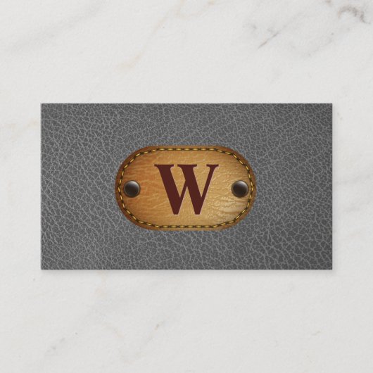Carte De Visite Cuir gris | Monogramme Brown (Devant)