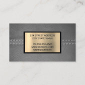 Carte De Visite Cuir gris pointu | Métallique d'or | Icône d'accue (Dos)