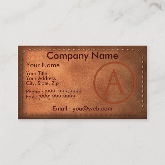 carte de visite cuir lettre A (Devant)