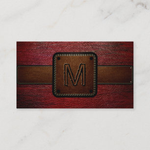 Carte De Visite Cuir Look rouge foncé et Brown