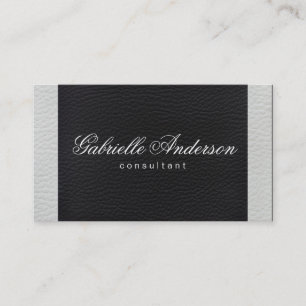 Carte De Visite Cuir Luxueux Simple Blanc et Noir