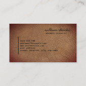 Carte De Visite Cuir marron or monogramme écriture stylée (Dos)