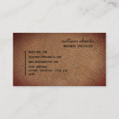 Carte De Visite Cuir marron rustique monogramme or écriture stylée (Dos)