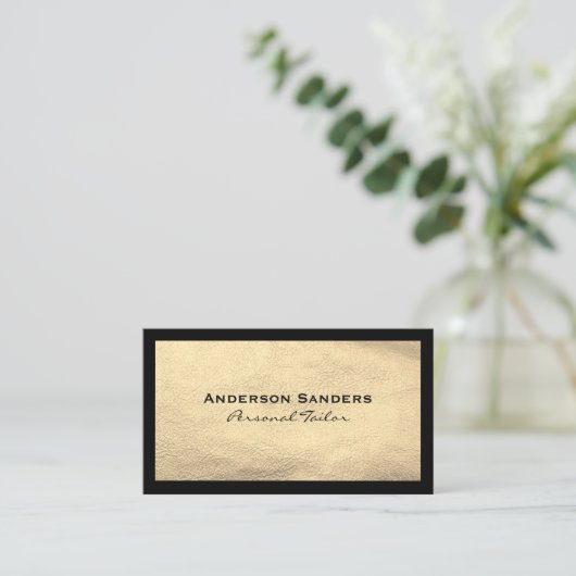 Carte De Visite Cuir Noir Chic (Debout devant)