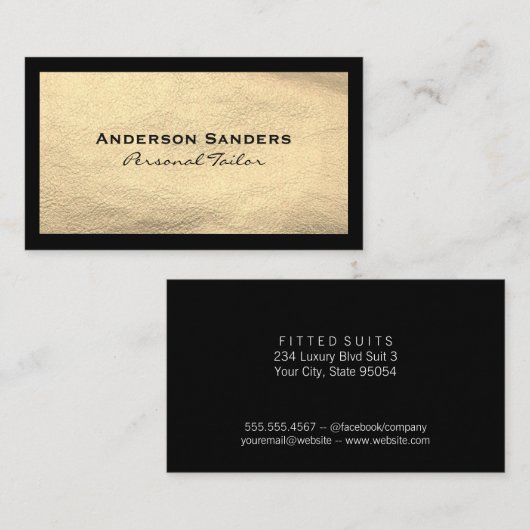 Carte De Visite Cuir Noir Chic (Devant / Derrière)