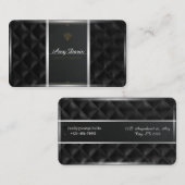 Carte De Visite Cuir noir cousu avec points rectangulaires (Devant / Derrière)