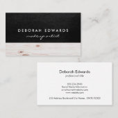 Carte De Visite Cuir noir exquis | Bois (Devant / Derrière)