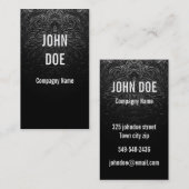 Carte De Visite Cuir noir finement décoré (Devant / Derrière)