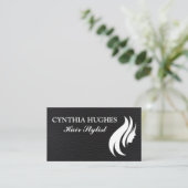 Carte De Visite Cuir noir | Logo des cheveux (Debout devant)