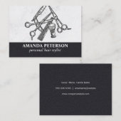 Carte De Visite Cuir noir | Marbre du salon | Outils d'atelier de (Devant / Derrière)