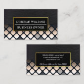 Carte De Visite Cuir noir | Motif géométrique (Devant / Derrière)