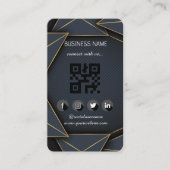 Carte De Visite Cuir noir-or médias sociaux QR Code (Devant)