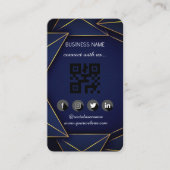 Carte De Visite Cuir noir-or médias sociaux QR Code (Devant)