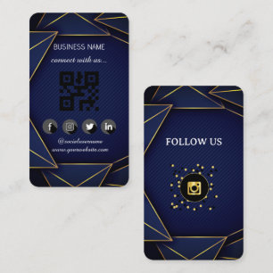 Carte De Visite Cuir noir-or médias sociaux QR Code