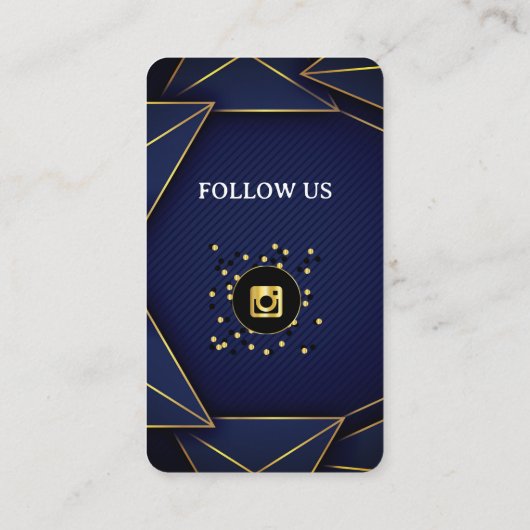 Carte De Visite Cuir noir-or médias sociaux QR Code (Dos)