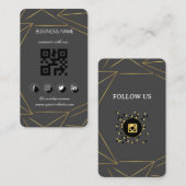 Carte De Visite Cuir noir-or médias sociaux QR Code (Devant / Derrière)