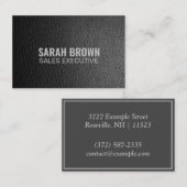 Carte De Visite "Cuir noir" personnalisé (Royaume-Uni/Euro) (Devant / Derrière)