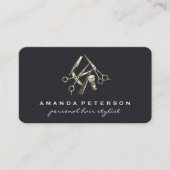 Carte De Visite Cuir noir | Salon | Barber Shop Tools (Devant)