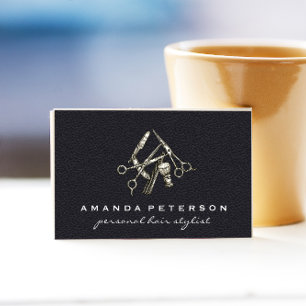 Carte De Visite Cuir noir   Salon   Barber Shop Tools