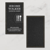 Carte De Visite Cuir noir | Sangle pointillé (Devant / Derrière)