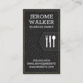 Carte De Visite Cuir noir | Sangle pointillé (Devant)