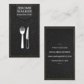 Carte De Visite Cuir noir | Sangle pointillé (Devant / Derrière)