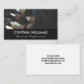 Carte De Visite Cuir noir simple | Kit brosses de maquillage (Devant / Derrière)