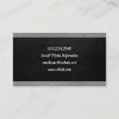 Carte De Visite Cuir noir | Tissu gris (Dos)