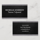 Carte De Visite Cuir noir | Tissu gris (Devant / Derrière)