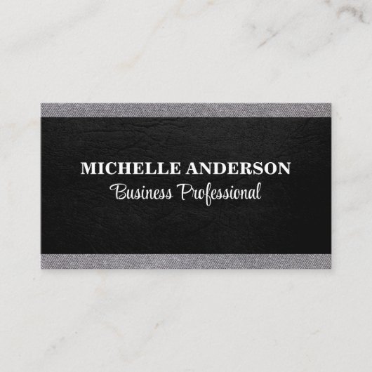 Carte De Visite Cuir noir | Tissu gris (Devant)