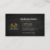 Carte De Visite Cuir or et bois noir Luxe Maison Rénovation (Dos)