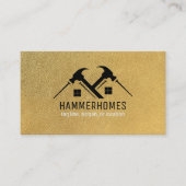 Carte De Visite Cuir or et bois noir Luxe Maison Rénovation (Devant)