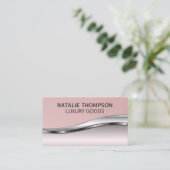 Carte De Visite Cuir rose | Arrière - plan métallique rose (Debout devant)