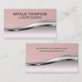 Carte De Visite Cuir rose | Arrière - plan métallique rose (Devant / Derrière)