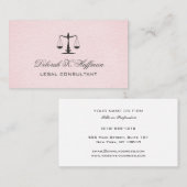 Carte De Visite Cuir rose féminin Barre de justice juridique (Devant / Derrière)