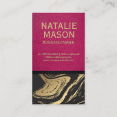 Carte De Visite Cuir rose | Marbre d'or noir (Dos)