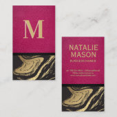 Carte De Visite Cuir rose | Marbre d'or noir (Devant / Derrière)