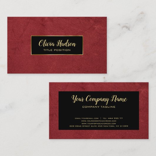 Carte De Visite Cuir rouge faux (Devant / Derrière)